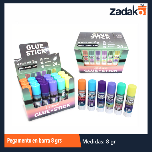 ZP-0652 PEGAMENTO EN BARRA 8 GRAMOS CON 24 PIEZAS, O CAJA CON 48 PQTS