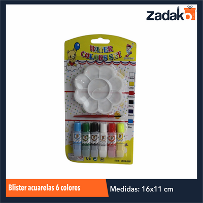 P-0853 BLISTER ACUARELAS 6 COLORES CON UNA PZ O CAJA CON 288 PZS