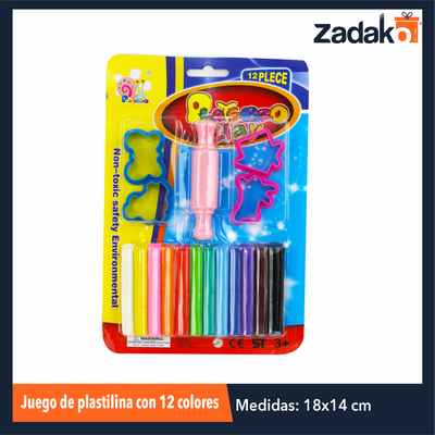 ZP-0921 JUEGO DE PLASTILINA 17 X 25.5CM CON 12 COLORES CON 1 PZ O CAJA CON 96 PZS