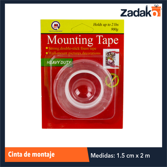 ZP-0934 CINTA DE MONTAJE 1.5 CM X 2 MM CON UNA PZ O CAJA CON 288 PZS