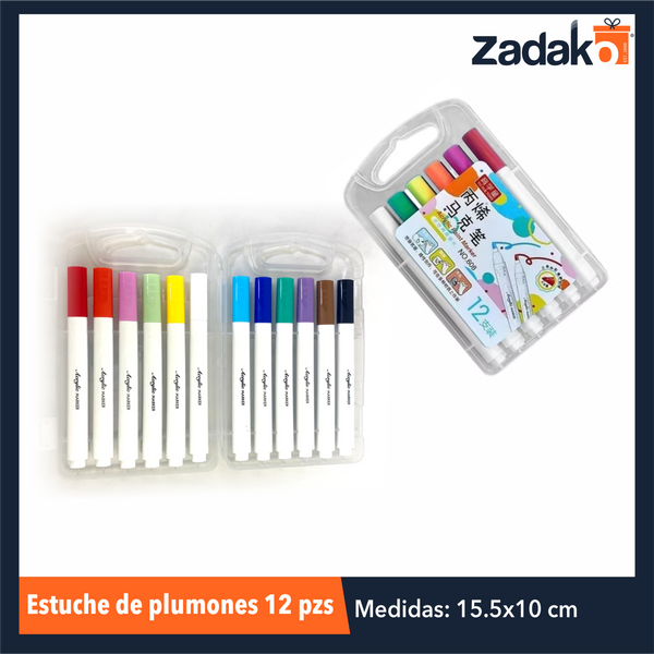 ZP-0943 ESTUCHE DE PLUMONES 12 PZS CON 1 PQT O CAJA CON 144 PQTS
