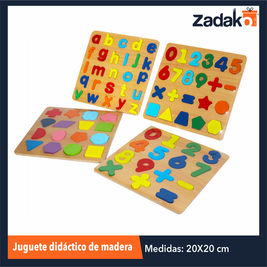 ZP-0970 TABLA DE APRENDIZAJE DIDACTICO DE MADERA DE 0.5x20x20 CM CON 1 PZ O CAJA CON 180 PZS