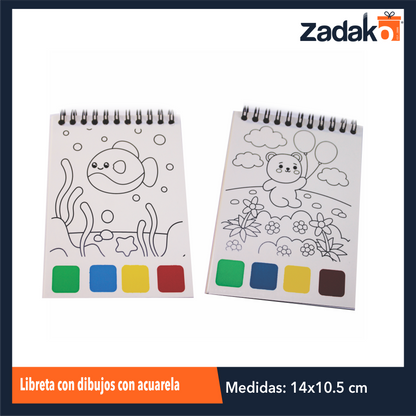 ZP-1007 LIBRETA CON DIBUJOS CON ACUARELA CON 1 PZ O CAJA CON 720 PZS