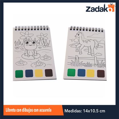 ZP-1007 LIBRETA CON DIBUJOS CON ACUARELA CON 1 PZ O CAJA CON 720 PZS