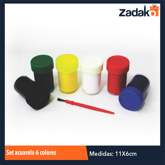 ZP-1016 SET ACUARELA 6 COLORES CON 1 PQT O CAJA CON 72 PQTS