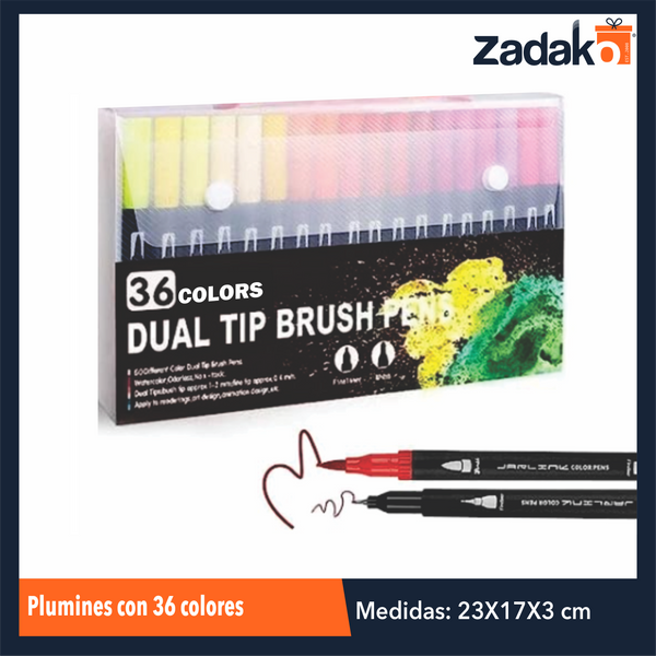 ZP-1027 PLUMINES CON 36 COLORES, CON 1 PQT O CAJA CON 40 PQTS