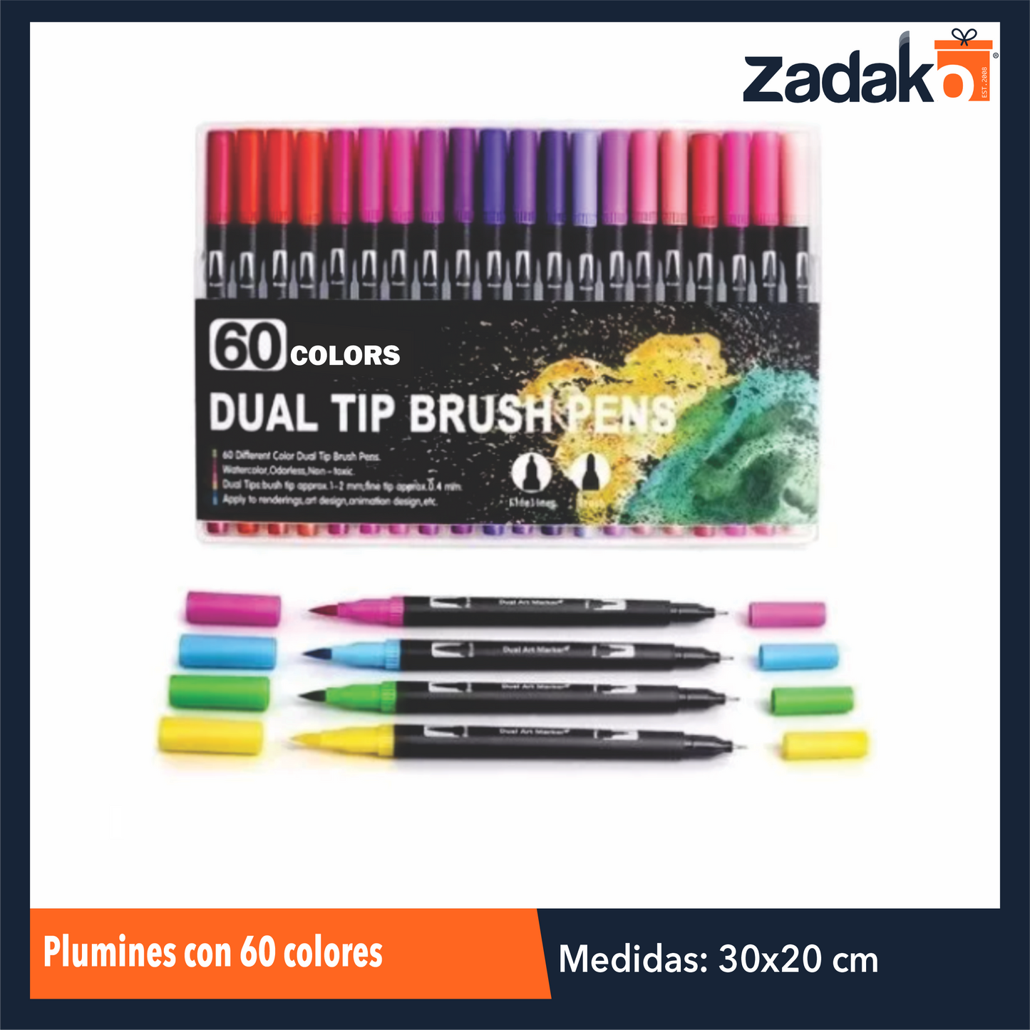 ZP-1029 PLUMINES CON 60 COLORES, CON 1 PQT O CAJA CON 24 PQTS