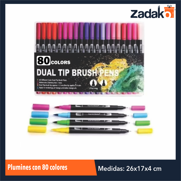 ZP-1030 PLUMINES CON 80 COLORES, CON 1 PQT O CAJA CON 18 PQTS