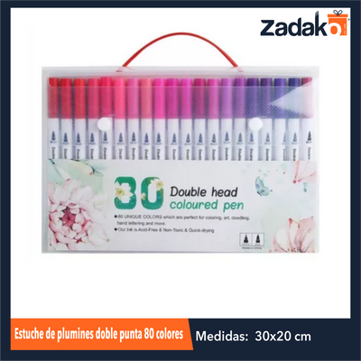 ZP-1038 ESTUCHE DE PLUMINES DOBLE PUNTA 80 COLORES CON 1 PQT O CAJA CON 18 PQTS