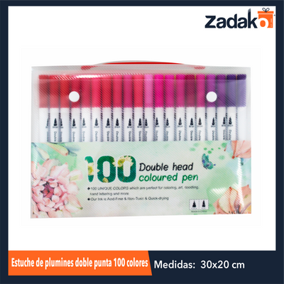 ZP-1039 ESTUCHE DOBLE PUNTA 100 COLORES CON 1 PQT O CAJA CON 18 PQTS