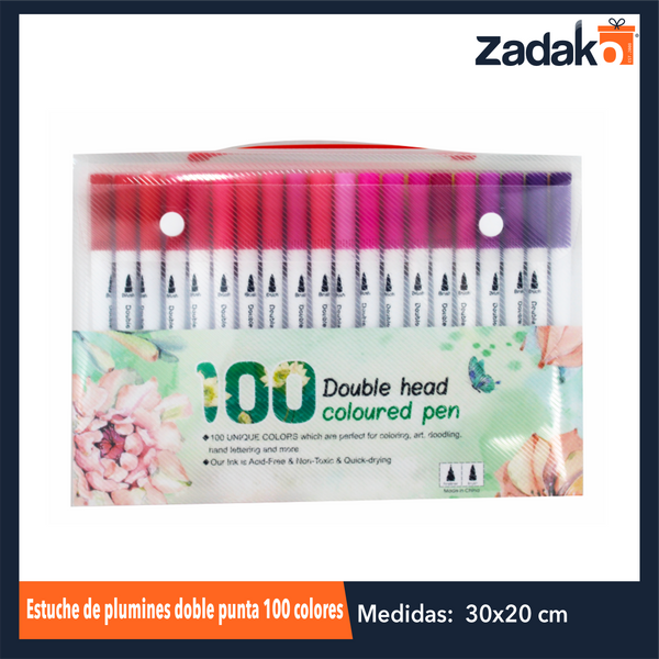 ZP-1039 ESTUCHE DOBLE PUNTA 100 COLORES CON 1 PQT O CAJA CON 18 PQTS