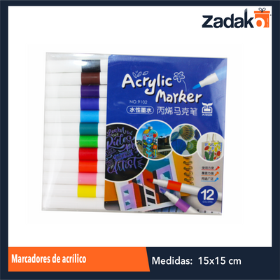 ZP-1044 MARCADORES DE ACRILICO CON 12 COLORES CON 1 PZ O CAJA CON 160 PZS