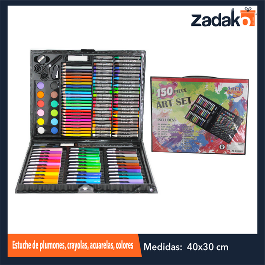 ZP-1062 ESTUCHE DE PLUMONES, CRAYOLAS, ACUARELAS, COLORES CON 1 PZ P CAJA CON 20 PZS