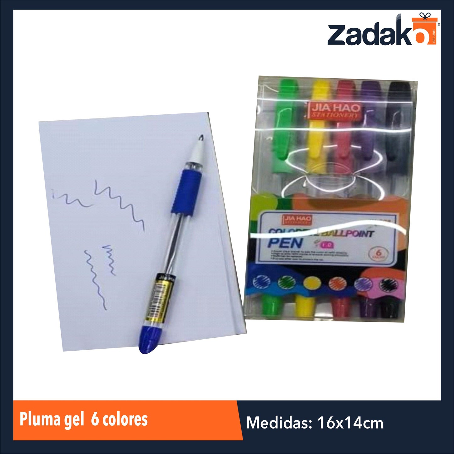 ZP-1067  PLUMA GEL 6 COLORES CON 1 PZ O CAJA CON 480 PZS