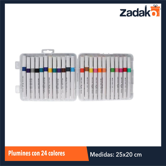 ZP-1074 PLUMINES CON 24  COLORES CON 1 PQT O CAJA CON 72 PQTS