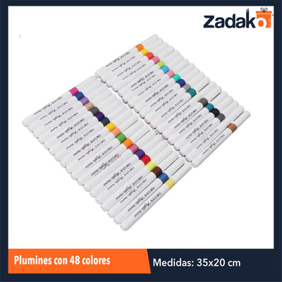 ZP-1076 PLUMINES CON 48 COLORES CON 1PQT O CAJA CON 36 PQTS