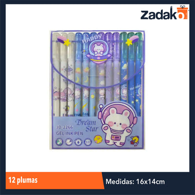 ZP-1079 SET DE 12 PLUMAS CON 1PQT O CAJA CON 192 PQTS