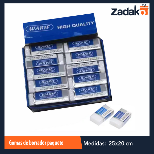 ZP-1134 GOMAS DE BORRADOR PAQUETE CON 20 PIEZAS O CAJA CON 60 PQTS