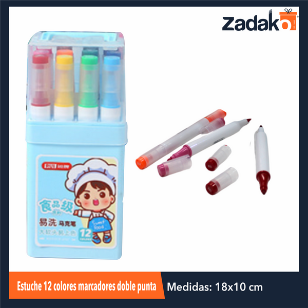 ZP-1253 ESTUCHE 12 COLORES MARCADORES DOBLE PUNTA, CON 1 PZ O CAJA CON 72 PZS