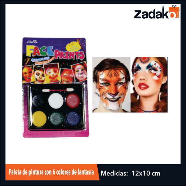 ZP-1302 PALETA DE PINTURA CON 6 COLORES DE FANTASIA CON 1 PQT O CAJA CON 600 PQTS