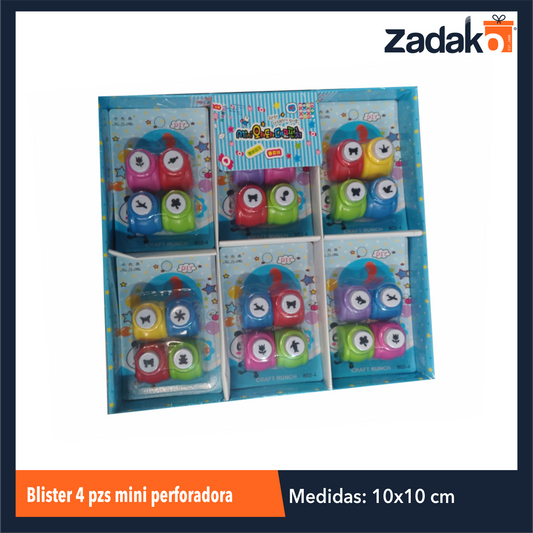 ZP-1328 BLISTER DE 4 MINI PERFORADORAS, CON 1 PZ O CAJA CON 216 PZS