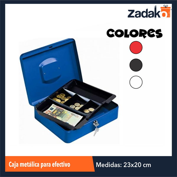 GPM-5467 CAJA DE METALICA PARA EFECTIVO 4 COLORES 20 x 16 x 9 CM CON 1 PZ O CAJA CON 18 PZS