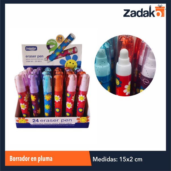 ZP-1418 BORRADOR EN PLUMA CON 24 PIEZAS O CAJA CON 20 PQTS