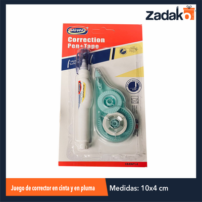 ZP-1426 JUEGO DE CORRECTOR EN CINTA Y EN PLUMA CON 1 PZ O CAJA CON 288 PZS