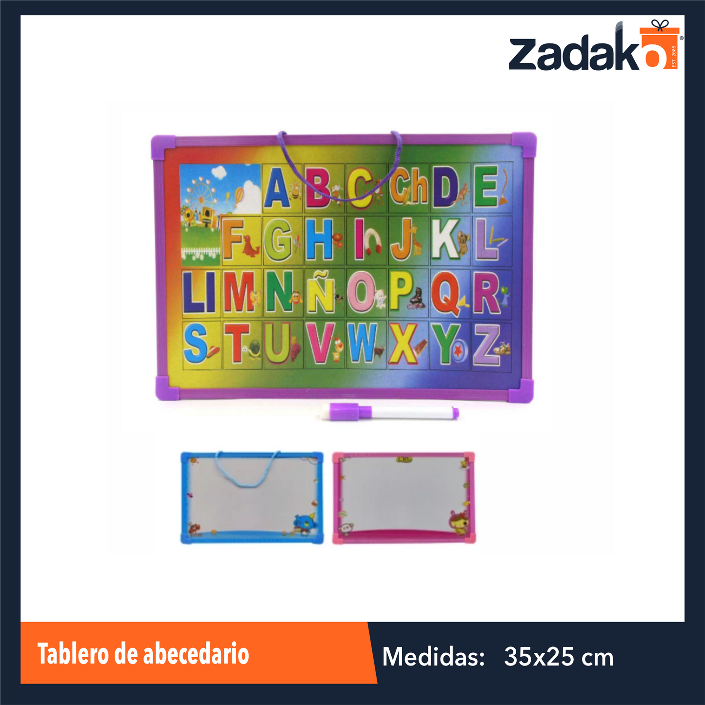 C-325-1 ZP-1452 TABLERO DE ABECEDARIO Y PIZARRON DE 35 X 25 CM CON 1 PZ O CAJA CON 144 PZS