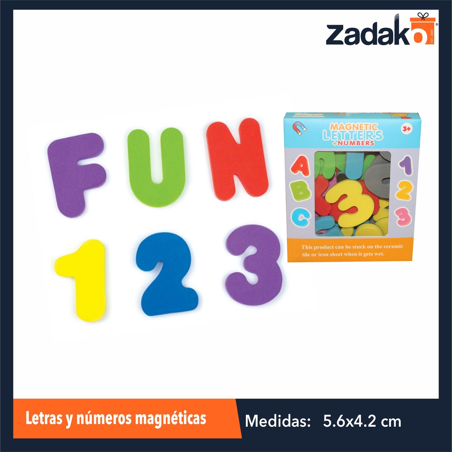 ZP-1505 LETRAS Y NUMEROS MAGNETICAS CON 26 PIEZAS DE 5.6 X 4.2X0.65 CM  CON 1 PZ O CAJA CON 192 PZS