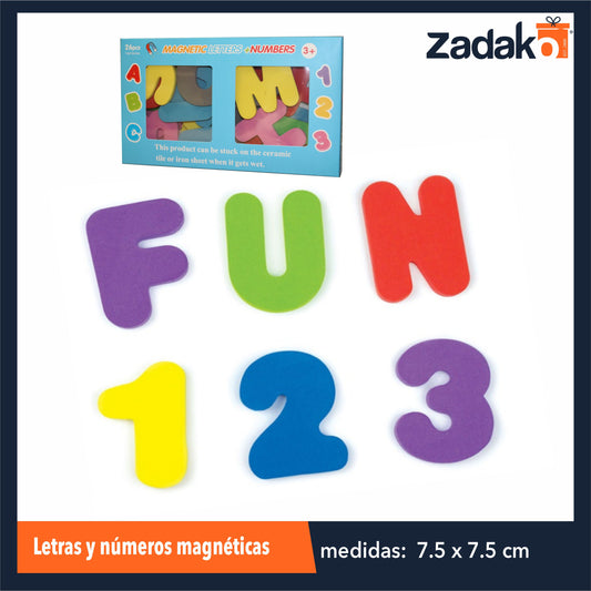ZP-1506 26 PIEZAS DE LETRAS Y NUMEROS MAGNETICOS DE 7.5x7.5x7 CM CON 1 PZ O CAJA CON 96 PZS