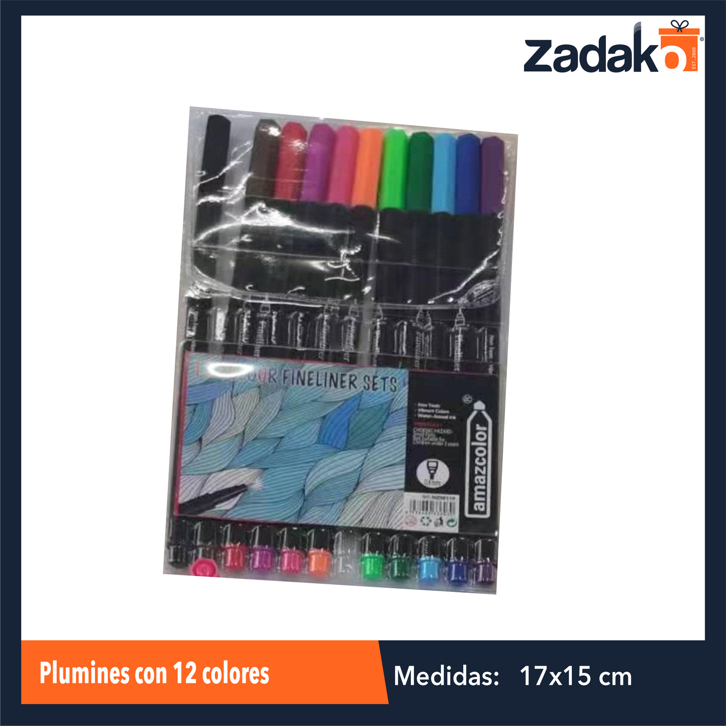 P-1521  PLUMINES CON 12 COLORES  CON 1 PZ O CAJA CON 240 PZS