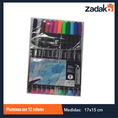 P-1521  PLUMINES CON 12 COLORES  CON 1 PZ O CAJA CON 240 PZS