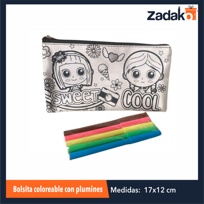 ZP-1530 BOLSITA COLOREABLE  CON PLUMINES CON 1 PZ O CAJA CON 288 PZS