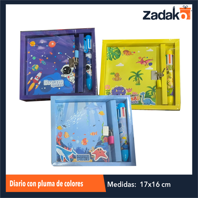 ZP-1542 DIARIO CON PLUMA DE COLORES CON 1 PZ O CAJA CON 240 PZS