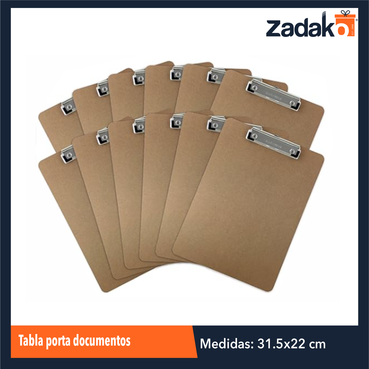 ZP-1546 TABLA PORTA DOCUMENTOS 22 X 31.5 CM CON 1 PZ O CAJA CON 100 PZS