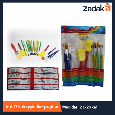 ZP-1557 SET DE 25 BROCHAS Y PINCELINES PARA PINTAR CON 1 PZ O CAJA CON 360 PZS