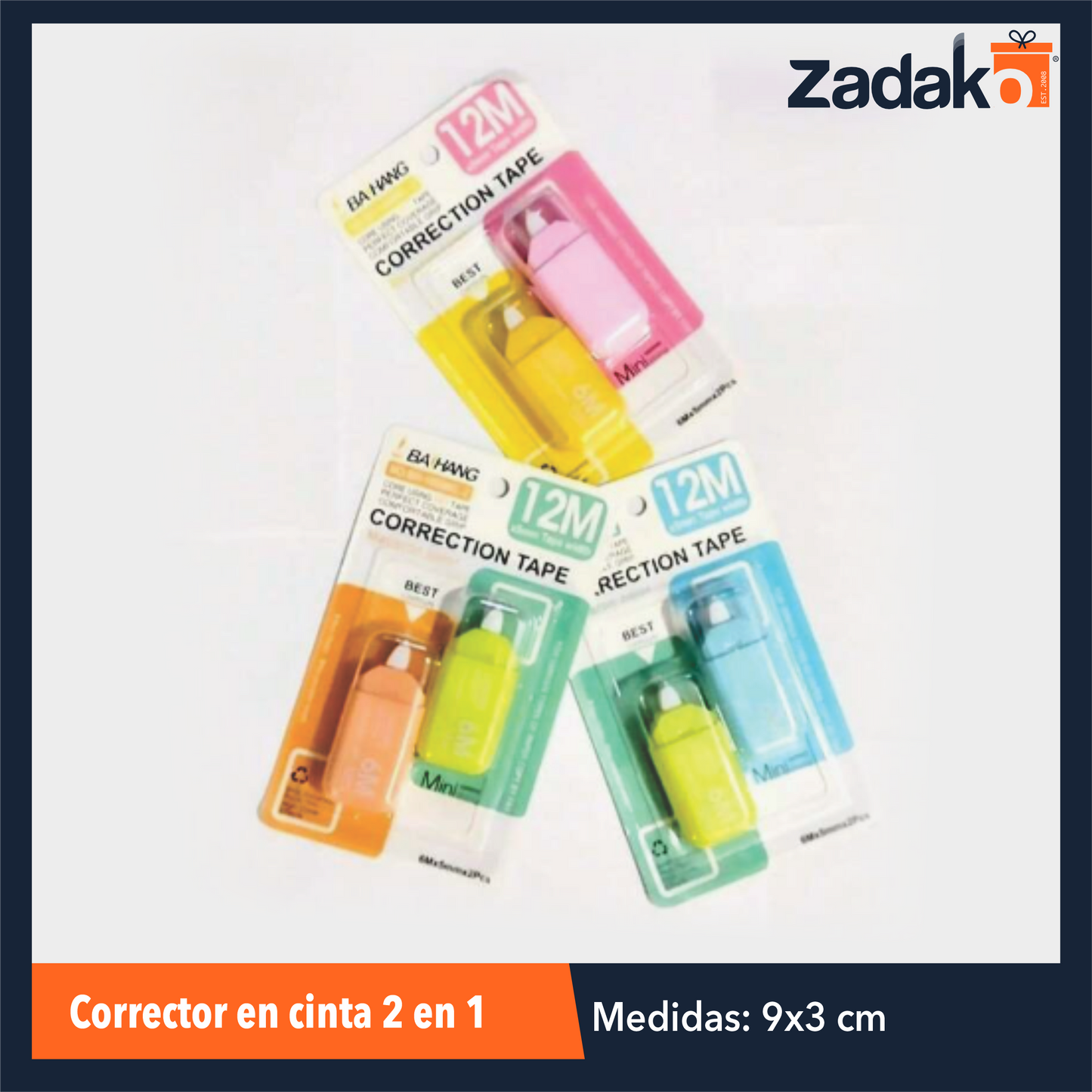 ZF-1572 / ZP-1572 CORRECTOR EN CINTA 2 EN 1  CON 1 PZ O CAJA CON 864 PZS