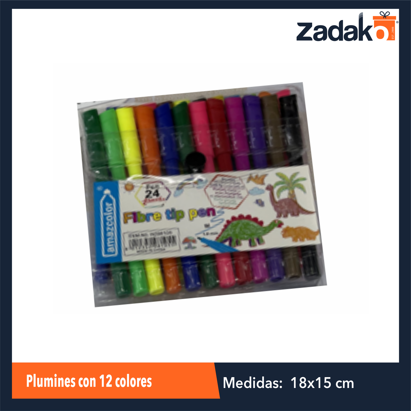 ZP-1576 PLUMINES CON 12 COLORES CON 1 PZ O CAJA CON 120 PZAS