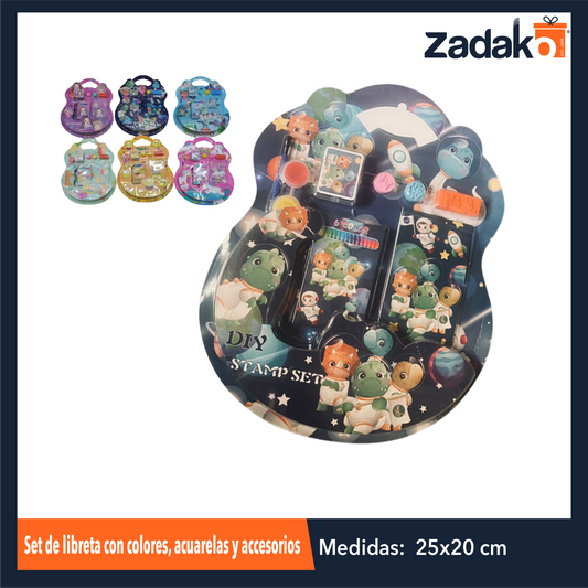 ZP-1585 SET DE LIBRETA CON COLORES, ACUARELAS Y ACCESORIOS, CON 1 PZ O CAJA CON 384 PZS