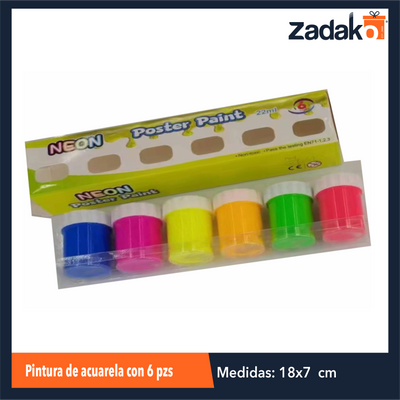 ZP-1601 PINTURA DE ACUARELA CON 6 PZS CON 1 PZ O CAJA CON 144 PZS