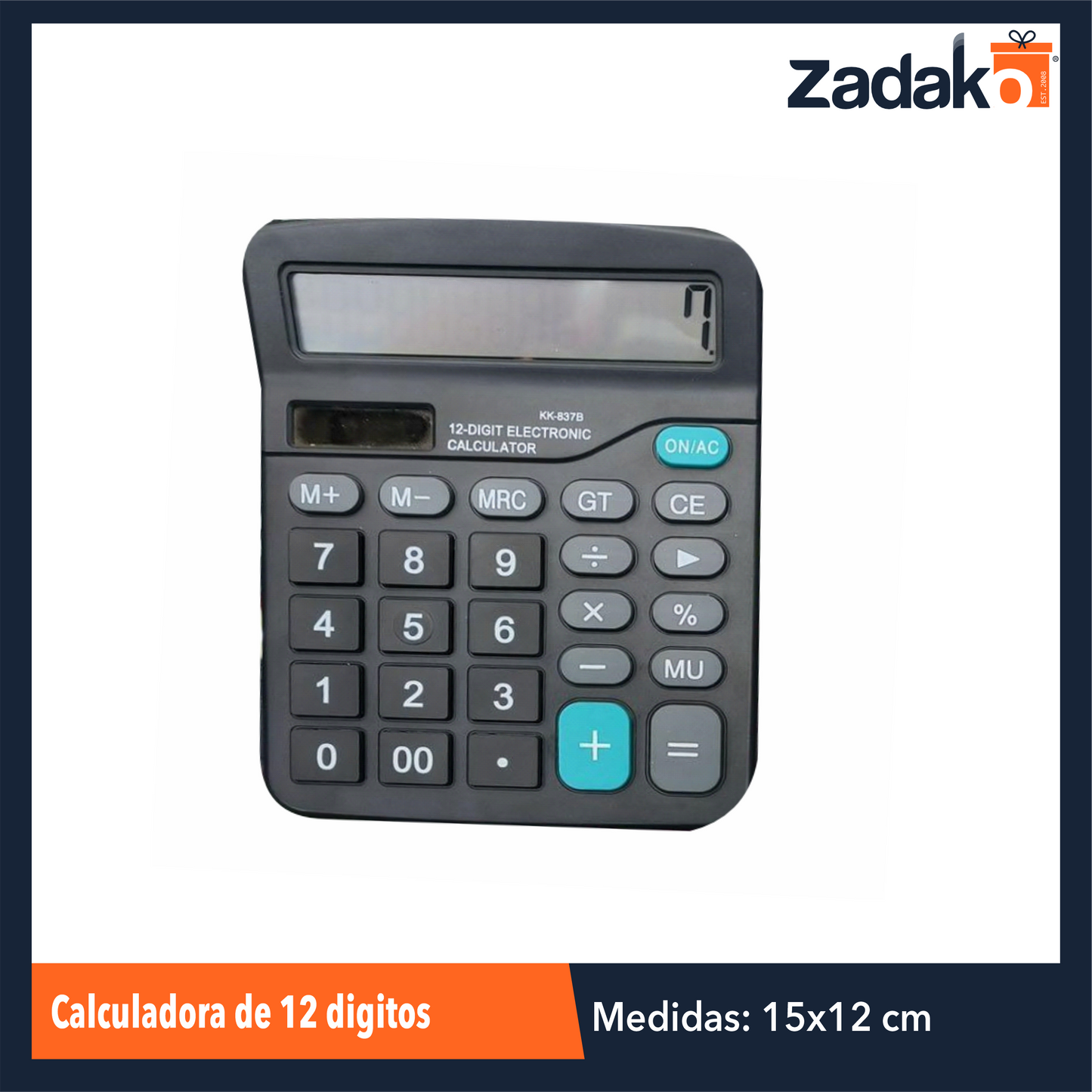 ZP-1633 CALCULADORA DE 12 DIGITOS CON 1 PZ O CAJA CON 120 PZS