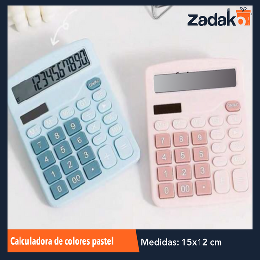 ZP-1635 CALCULADORA DE COLORES PASTEL CON 1 PZ O CAJA CON 120 PZS