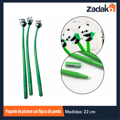 ZP-1643 PAQUETE DE PLUMAS CON FIGURA DE PANDA CON 48 PZS O CAJA CON 36 PQTS