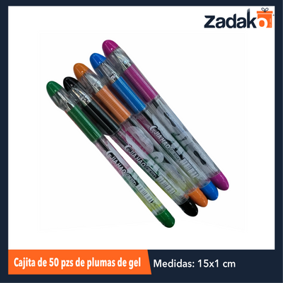 ZP-1644 CAJITA DE 50 PZS DE PLUMAS DE GEL CON 1 PZ O CAJA CON 80 PZS