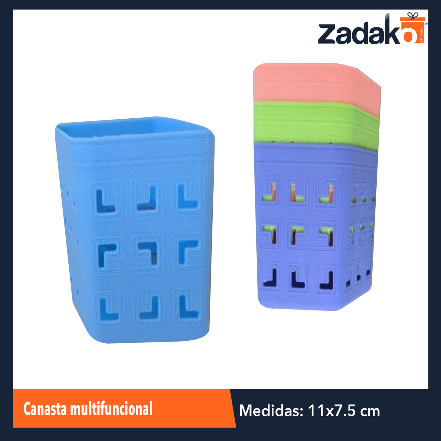 ZP-1652 CANASTA MULTIFUNCIONAL DE 11 X 7.5 CM CON 1 PZ O CAJA CON 360 PZS