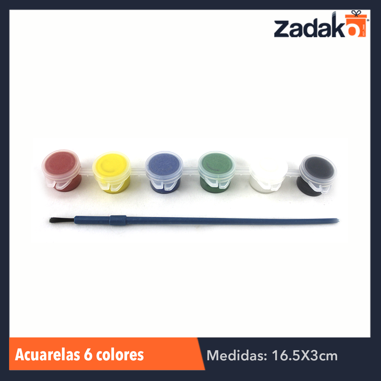 ZP-0313 ACUARELAS 6 COLORES, CON 1 PZ O CAJA CON 1000 PZS