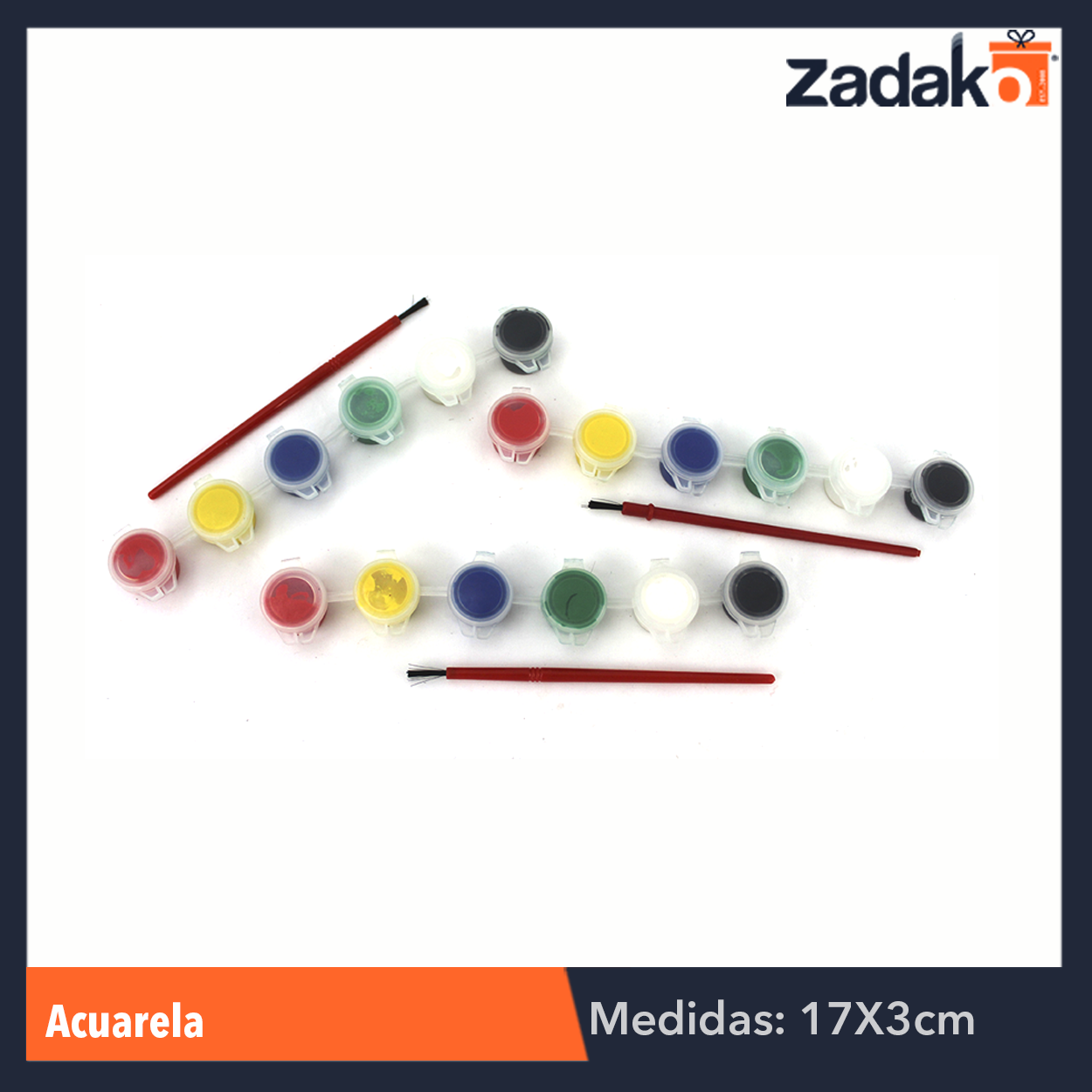 ZP-0313 ACUARELAS 6 COLORES, CON 1 PZ O CAJA CON 1000 PZS