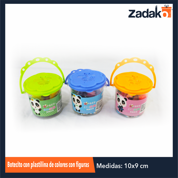 ZP-0922 BOTECITO CON PLASTILINA DE COLORES CON FIGURAS 9.5x7.5 CM  CON UNA PZA O CAJA CON 72 PZS