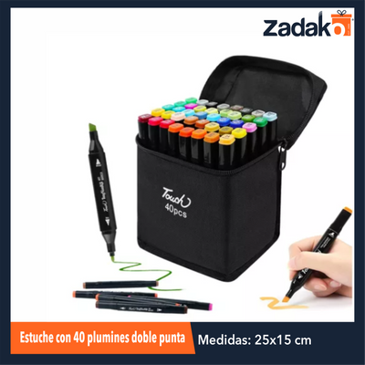 ZP-1000 ESTUCHE CON 40 PLUMINES DOBLE PUNTA, CON 1 PZ O CAJA CON 36 PZS